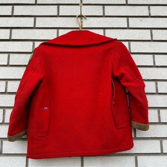 Vintage Woolrich Red Wool Boy Scouts Jacket Sz 10 Smokey Bear Patch Broken Zip - Picture 11 of 13